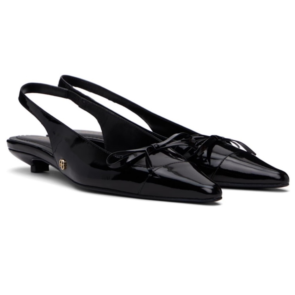 ANINE BING Patent Leather Zoey Slingbacks